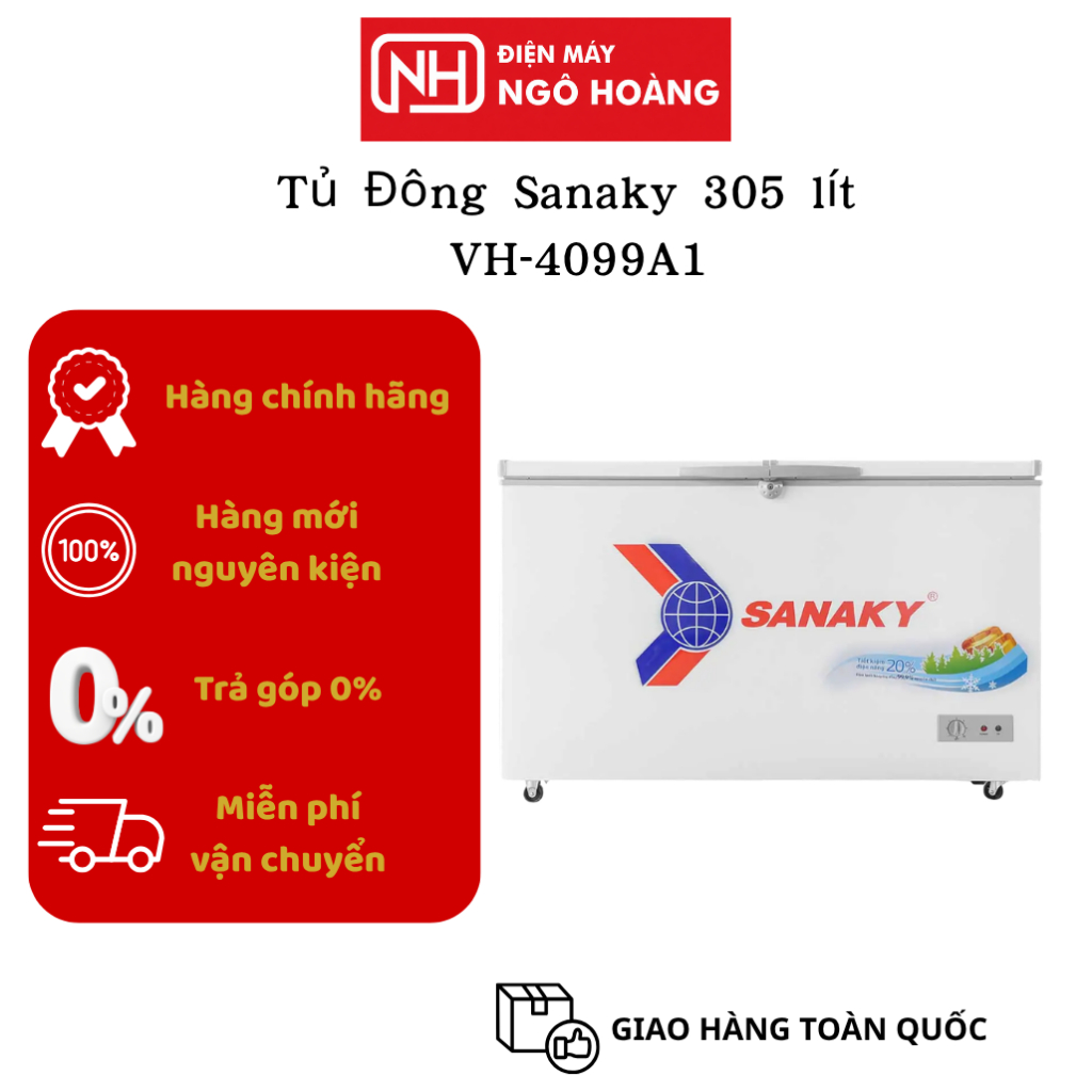VH-4099A1 - Tủ Đông Sanaky 305 Lít VH-4099A1 Dàn Lạnh Đồng Làm Lạnh Nhanh Bảo Quản Thực Phẩm Hiệu Qu