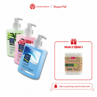 Combo 3 chai nước rửa tay AquaVera mix dưỡng chất hoa hồng, nhài, tử đinh hương, lô hội, nước biển sâu 500ml/chai