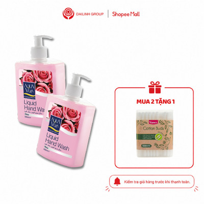 Aquavera nước rửa tay kháng khuẩn 500ml hương hoa hồng – làm sạch dịu nhẹ, dưỡng da tay mềm mịn MUA 2 TẶNG QUÀ
