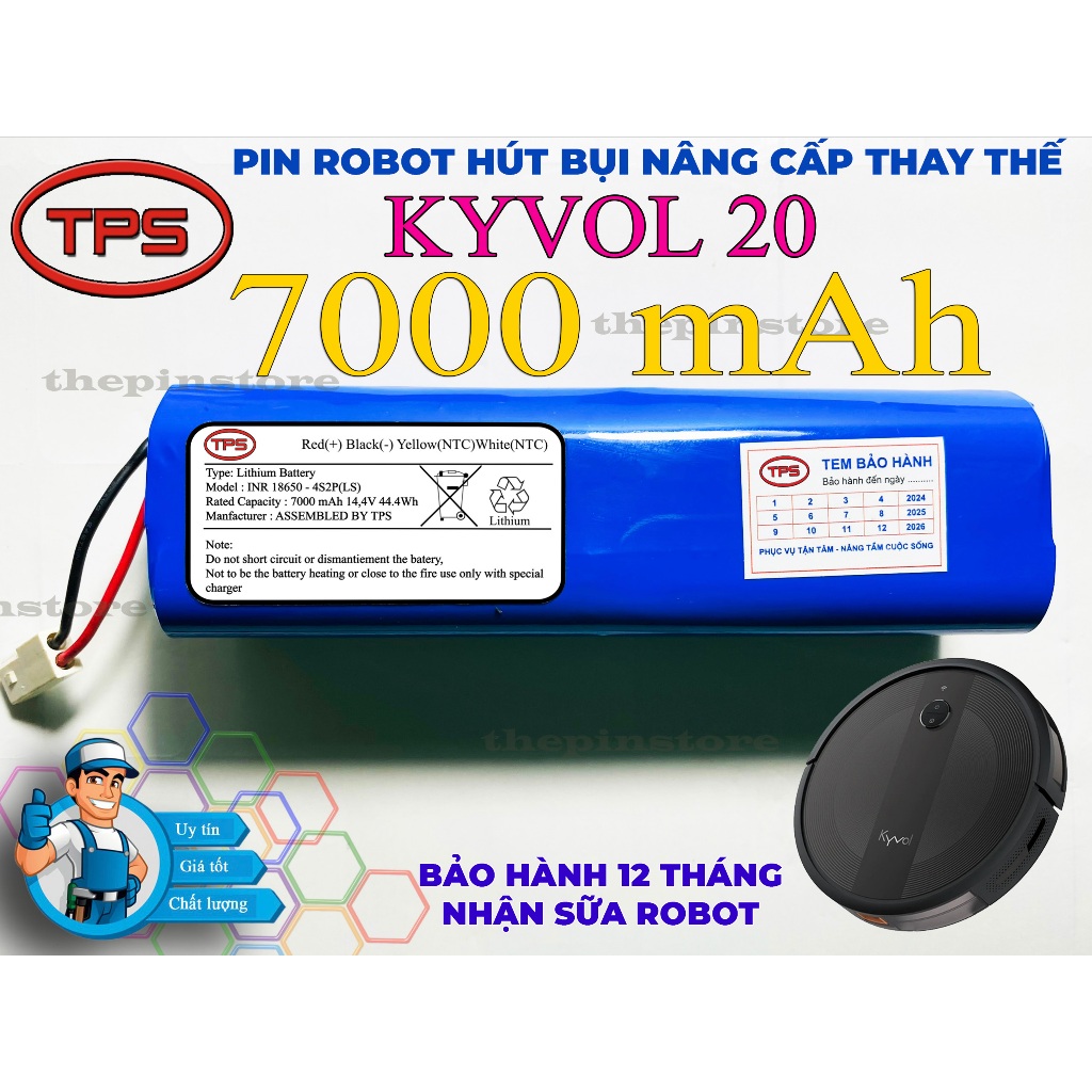 PIN ROBOT HÚT BỤI NÂNG CẤP KYVOL 20 DUNG LƯỢNG 3500 mAh BẢO HÀNH 9 THÁNG