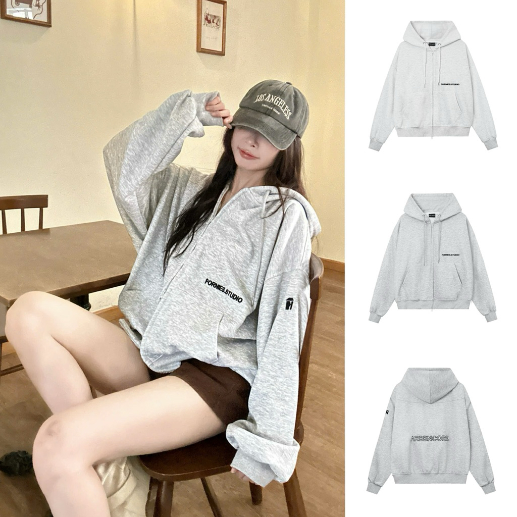 Áo Khoác Zip Thêu Nổi CORE Form Boxy Unisex Nam Nữ - 22Nastore