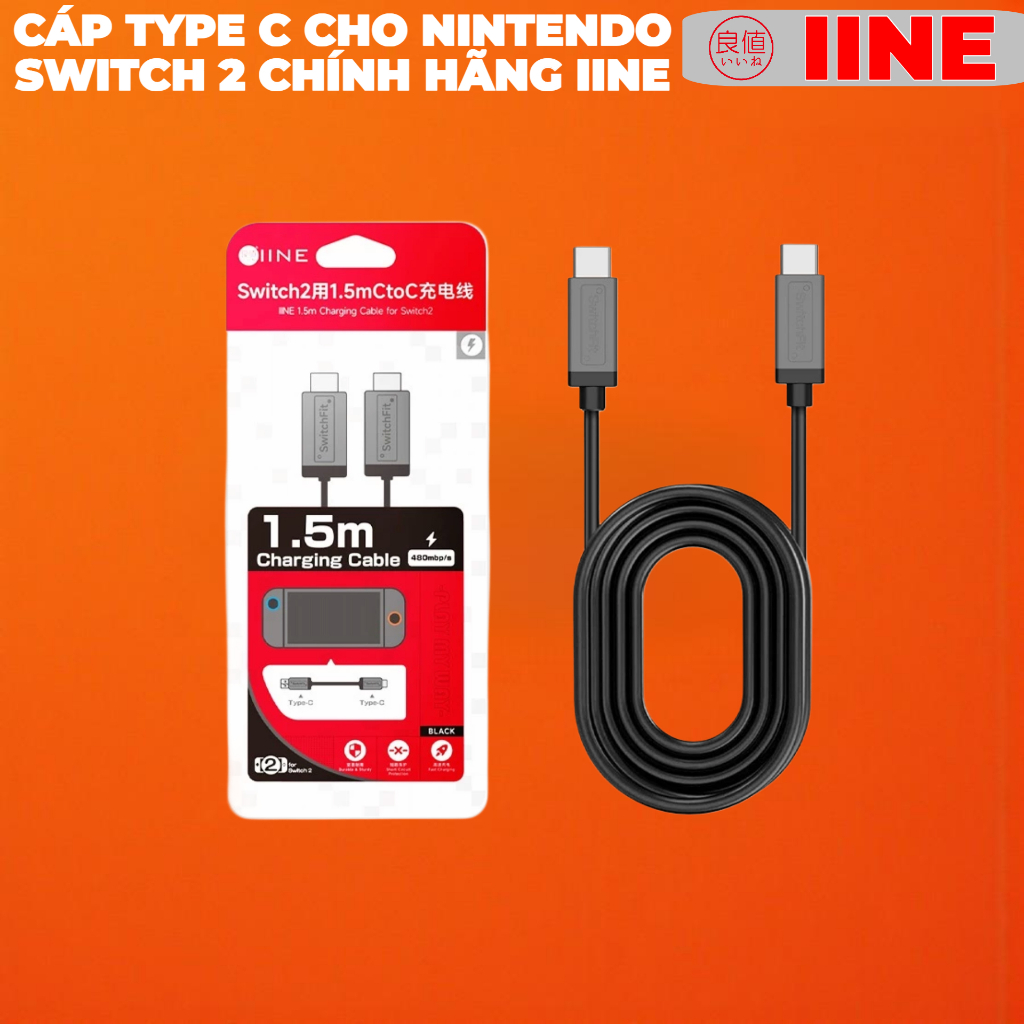 Cáp Type C Cho Nintendo Switch 2 Chính Hãng IINE