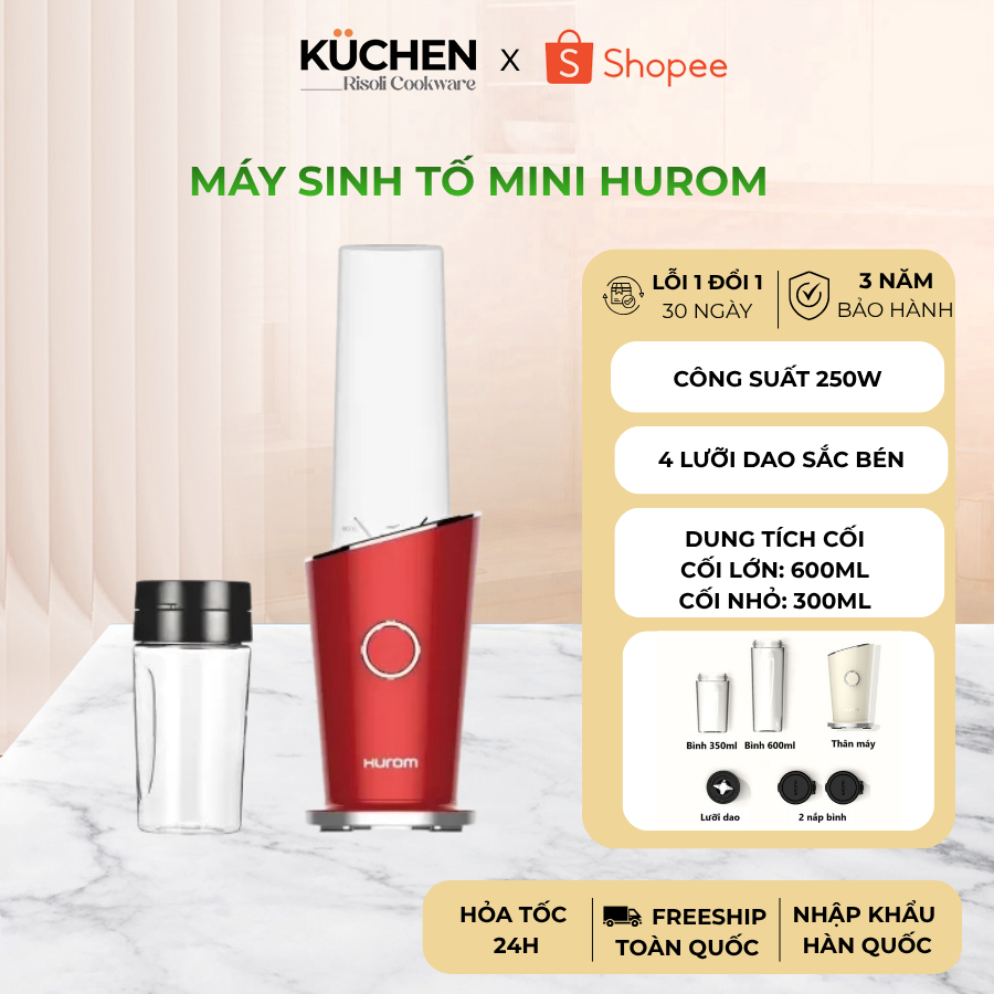 (Chính Hãng) Máy xay sinh tố mini Hurom - xay đá, xay khô, BH chính hãng 3 năm