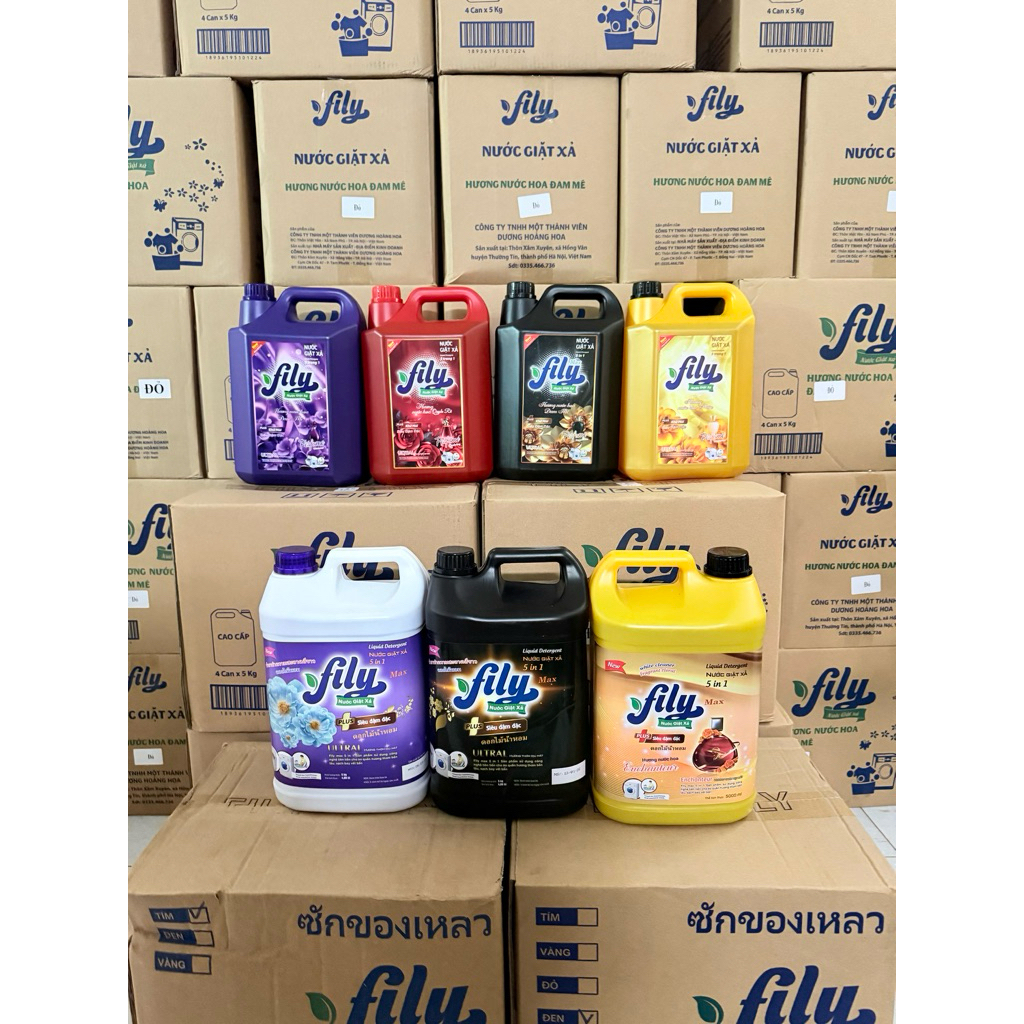 Nước giặt xả cao cấp 5in1 Fily max hương nước hoa Pháp 5l siêu đậm đặc