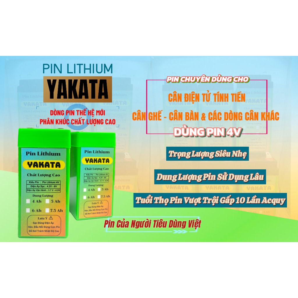 PIN CÂN ĐIỆN TỬ 4V-7.5Ah- Pin Lithium YAKATA- SIÊU BỀN-DUNG LƯỢNG CAO- Dùng cho Các Loại Cân Điện Tử