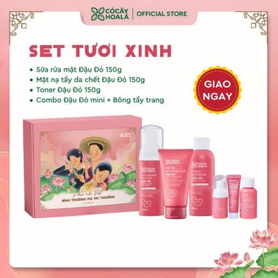 [HỎA TỐC] [SET QUÀ 20.10] Combo Chăm Da Cỏ Cây Hoa Lá: Sữa Rửa Mặt, Tẩy Da Chết, Toner Đậu Đỏ