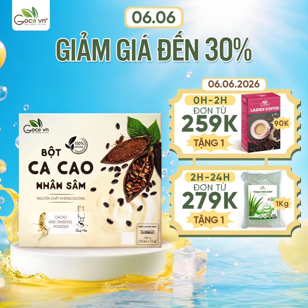 Bột ca cao nhân sâm Goce – 180g (18 gói x 10g)