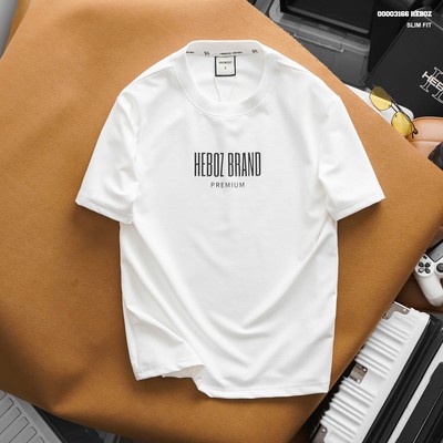 Áo thun nam HEBOZ logo premium 4M vải thun gân nổi cao cấp - 00003166