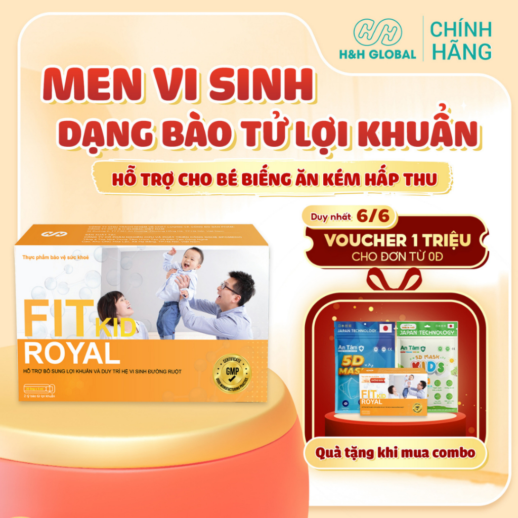 Men Vi Sinh FIT KID ROYAL - Bổ Sung Bào Tử Lợi Khuẩn - Cho Trẻ Biếng Ăn, Tiêu Hóa Kém (Hộp 20 Ống)