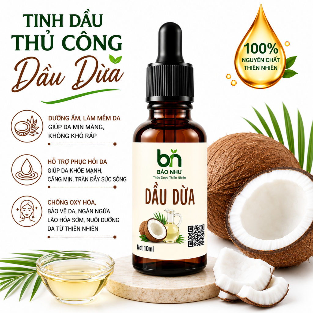 10ml Dầu Dừa Tinh Khiết Dưỡng Da