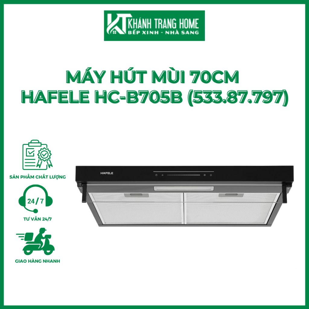 Máy hút mùi 70cm Hafele HC-B705B (533.87.797) vẫy tay và cảm ứng, động cơ 2000W - Khánh Trang Home