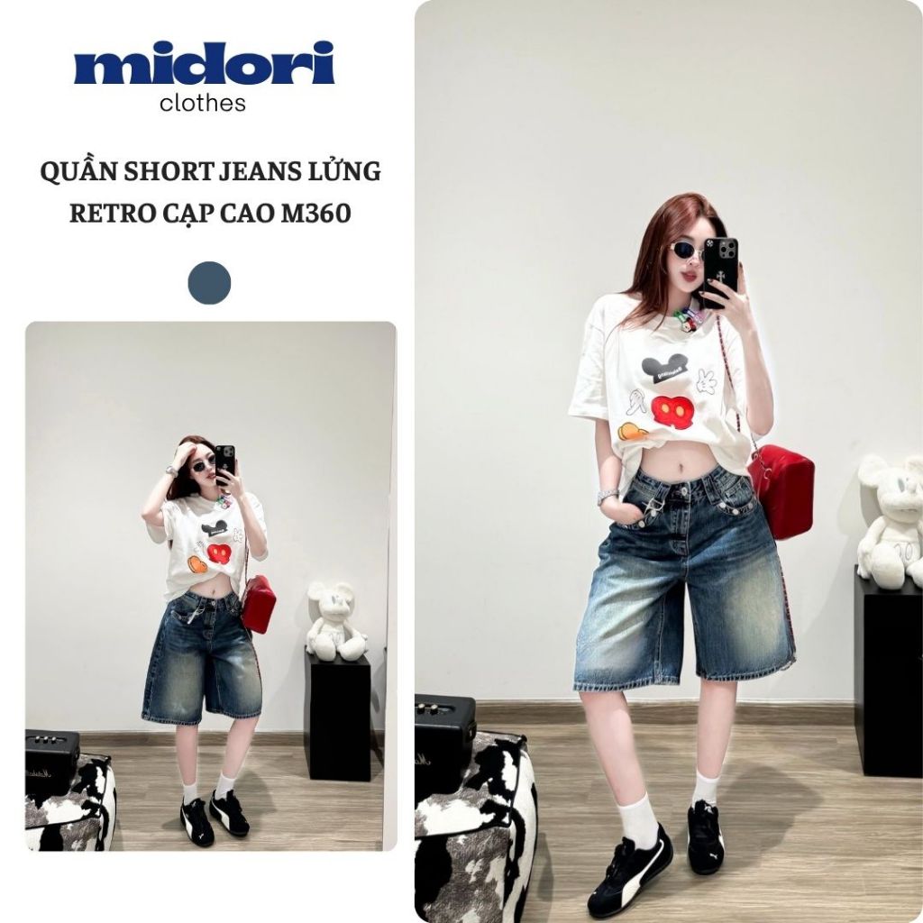 Quần short nữ ngắn ngang gối chất jean loại 1 M360