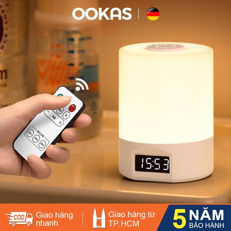 OOKAS Đèn ngủ để bàn cảm ứng 3 màu ánh sáng,Cảm Ứng + Remote,Đèn trang trí bàn LED