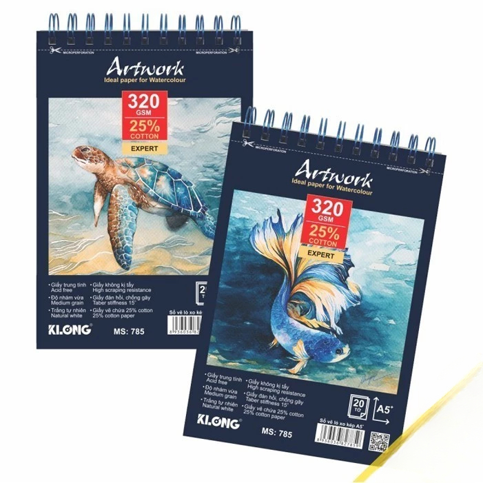 [Top Value] Sổ vẽ màu nước Artwork Klong 320gsm bám màu A5 20 tờ KLong MS 785 - giấy vẽ nghệ thuật