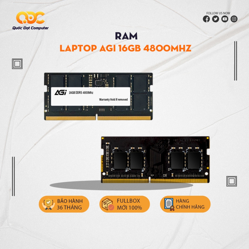 Bộ nhớ tạm Ram Laptop Agi 16GB DDR5 4800Mhz