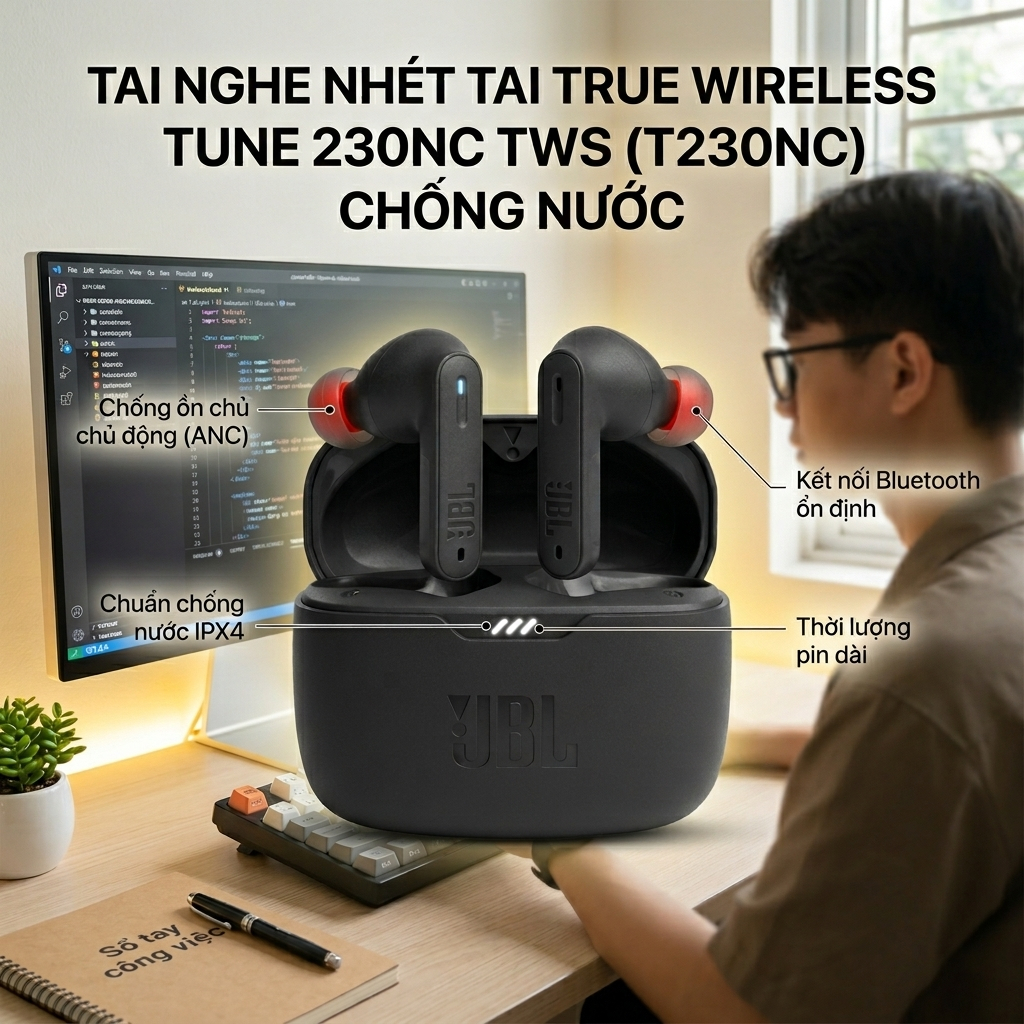 Tai Nghe JBL 230NC TWS Có Mic Chống Ồn Đàm Thoại Rõ Ràng