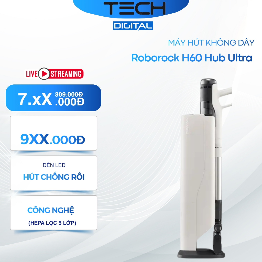 Máy Hút Bụi Cầm Tay Không Dây Roborock H60 Hub Ultra - Hàng Chính Hãng