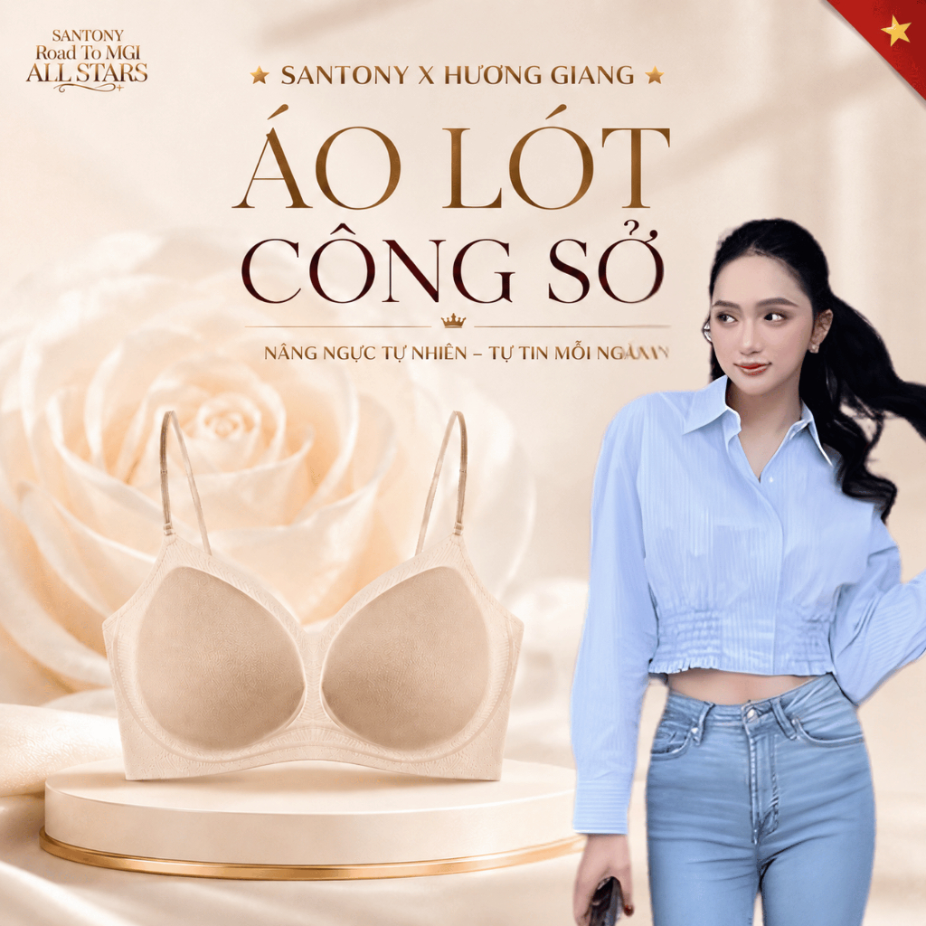 [Santony x Hương Giang] Áo ngực nâng tự nhiên Santony, phối đồ công sở không gọng che mỡ nách 8818