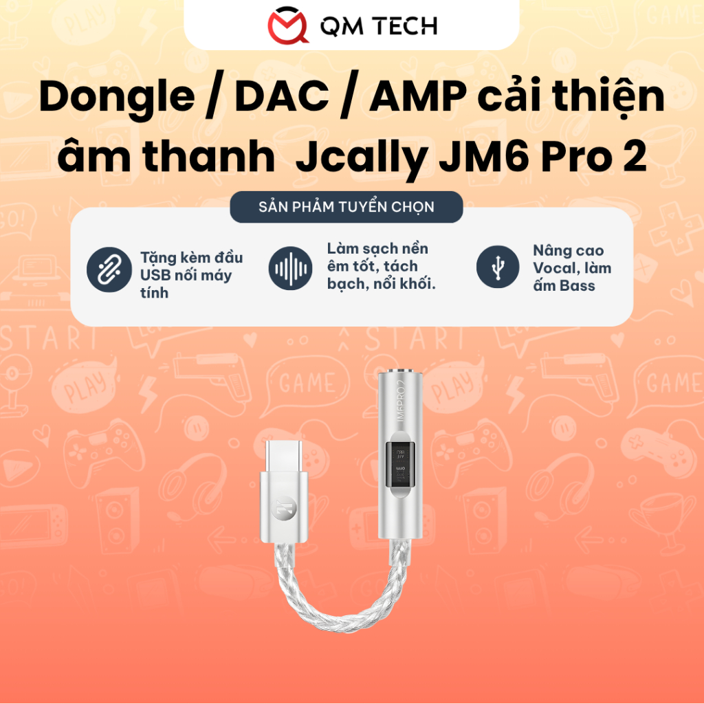 [NEW] JCally JM98 MAX Dongle/DAC Đầu chuyển tai nghe chất lượng cao Type C to 3.5mm | QMTECH STORE