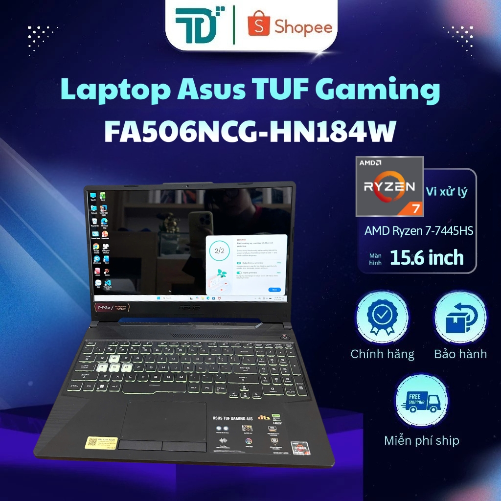 Asus TUF Gaming FA506NCG-HN184W R7-7445HS/16GB/512GB/15.6"/RTX3050 4GB/W11_Đen - Laptop 99%