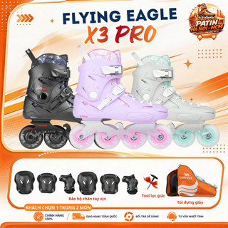 Giày patin người lớn Flying Eagle X3 Pro bánh cao su đặc, form nhựa, càng hợp kim nhôm chịu tải trọng dưới 100kg