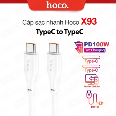 Cáp sạc nhanh PD100W Type-C to Type-C Hoco X93 dây dẻo TPE cao cấp , dài 1m