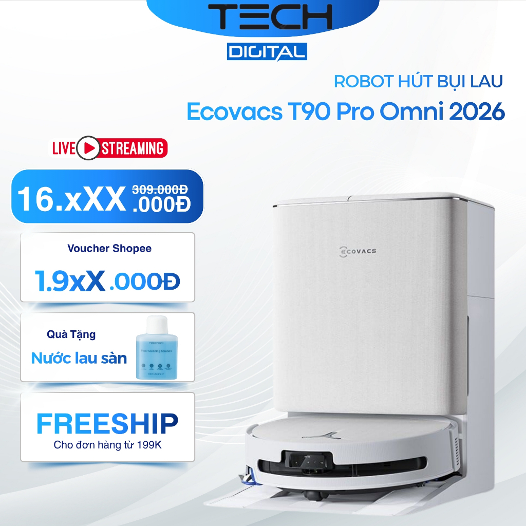 [Hỏa Tốc 2H] Ecovacs Deebot T90 Pro Omni 30.000 Pa Robot Hút Bụi Lau Nhà  - Chính Hãng