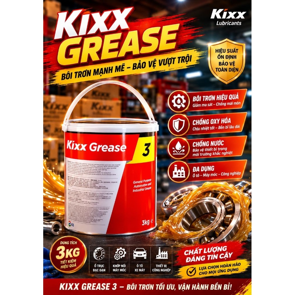 Mỡ bò Kixx Grease 3 - Lon 3kg