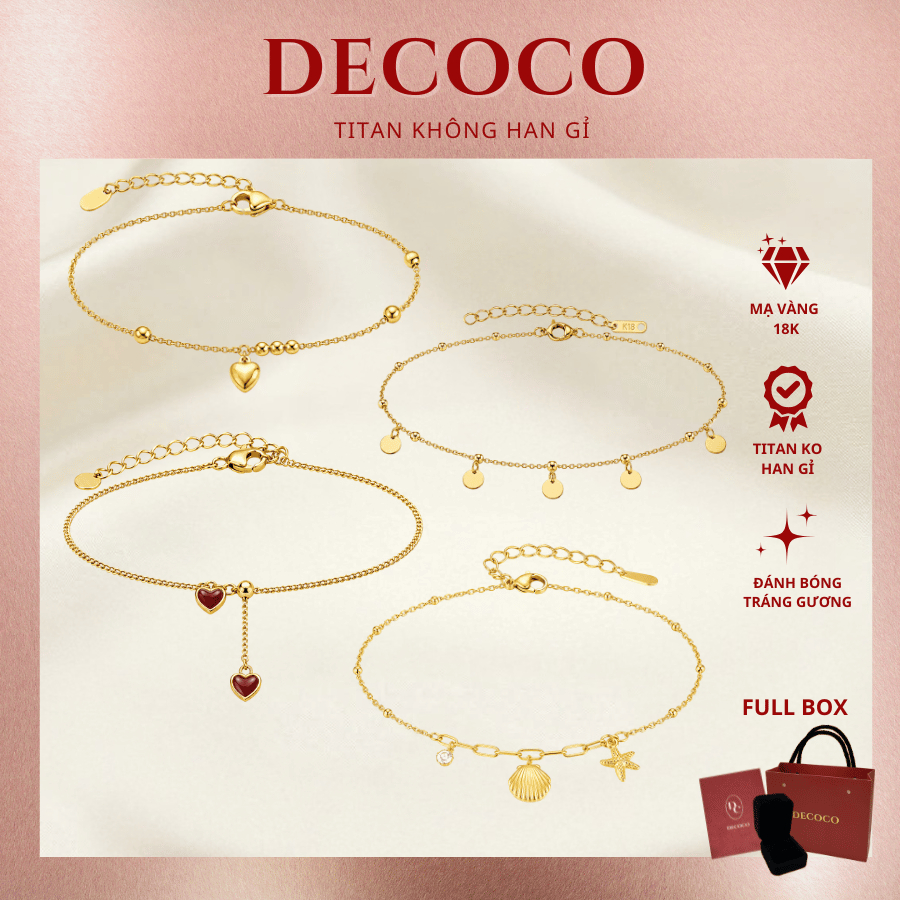 Lắc chân tổng hợp các mẫu titan không han gỉ DECOCO ( kèm Túi giấy + Hộp + Thiệp ) | BigBuy360 - bigbuy360.vn