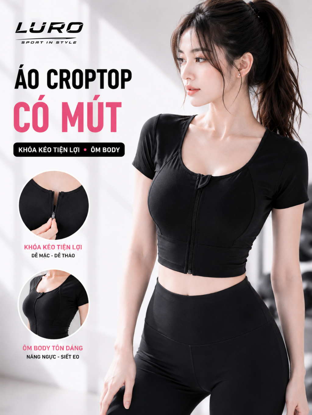 S11-61N — Bộ đồ tập nữ croptop & quần short legging