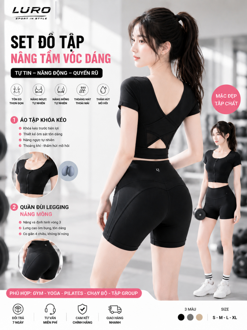 S11-61N — Bộ đồ tập nữ croptop & quần short legging 5