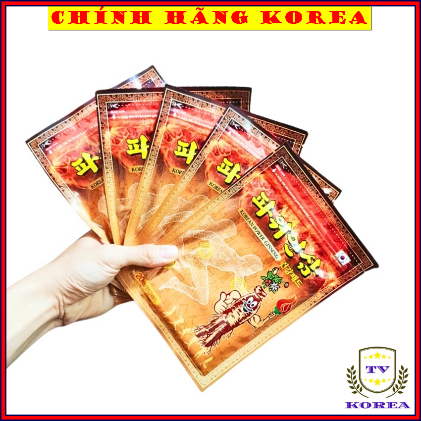 Combo 5 gói Cao Dán Hồng Sâm Hàn Quốc Power Vàng, Gói 20 miếng