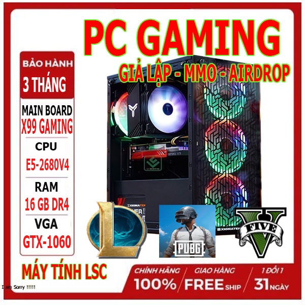 PC GAMING WORKSTATION E5 2680V4 RAM ECC REG 16GB DDR4 GTX 1060 3GB CHƠI GAME CHẠY GIẢ LẬP RENDER ẢO 