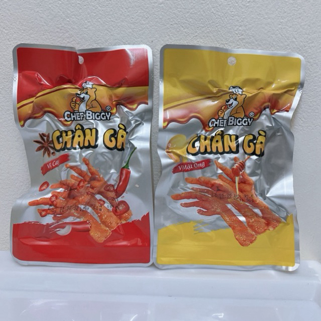 Combo chân gà Chefbiggy X3 gói 3 chân vị mật ong, vị cay gói 90g thơm ngon