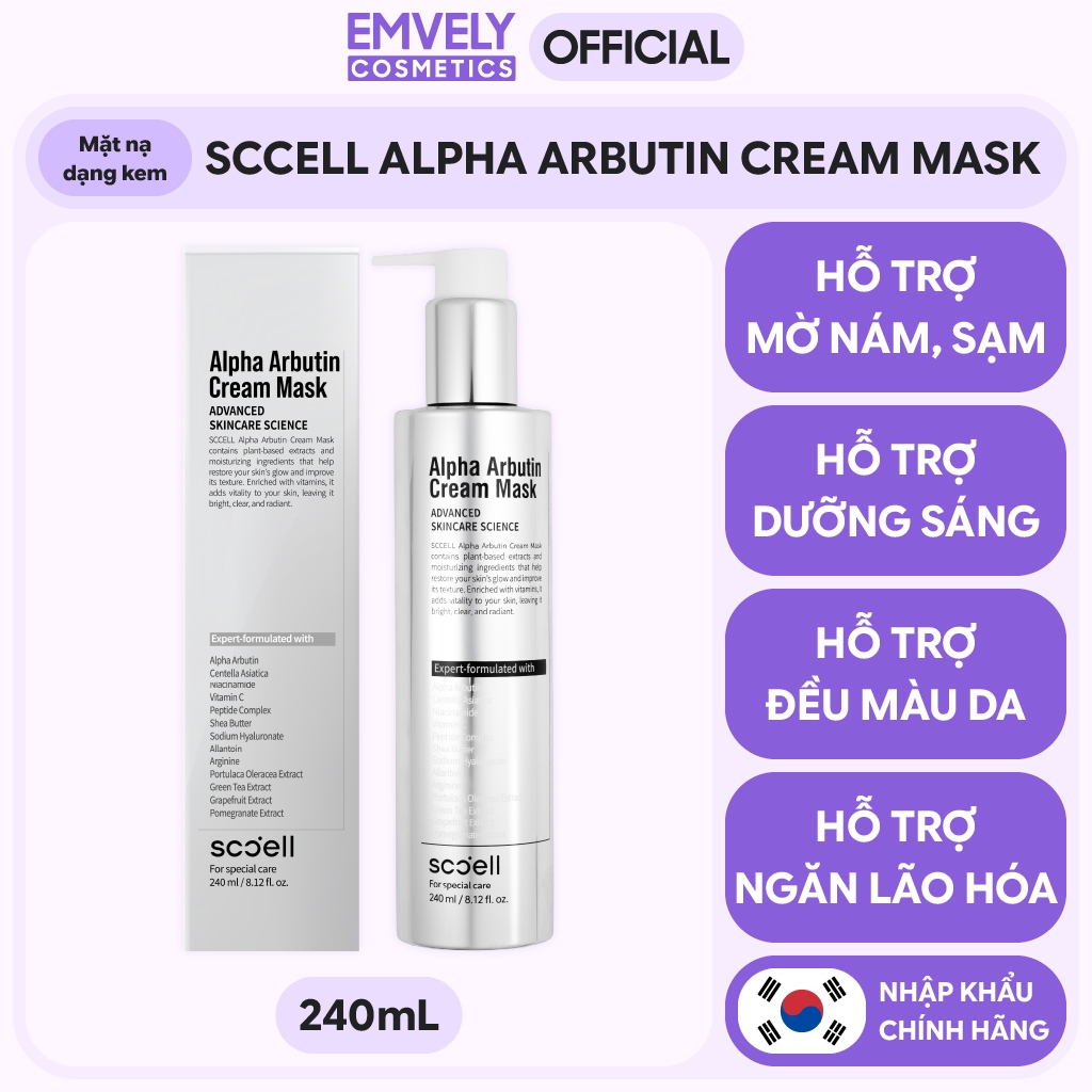Mặt Nạ Dạng Kem SCCELL ALPHA ARBUTIN CREAM MASK (240mL)