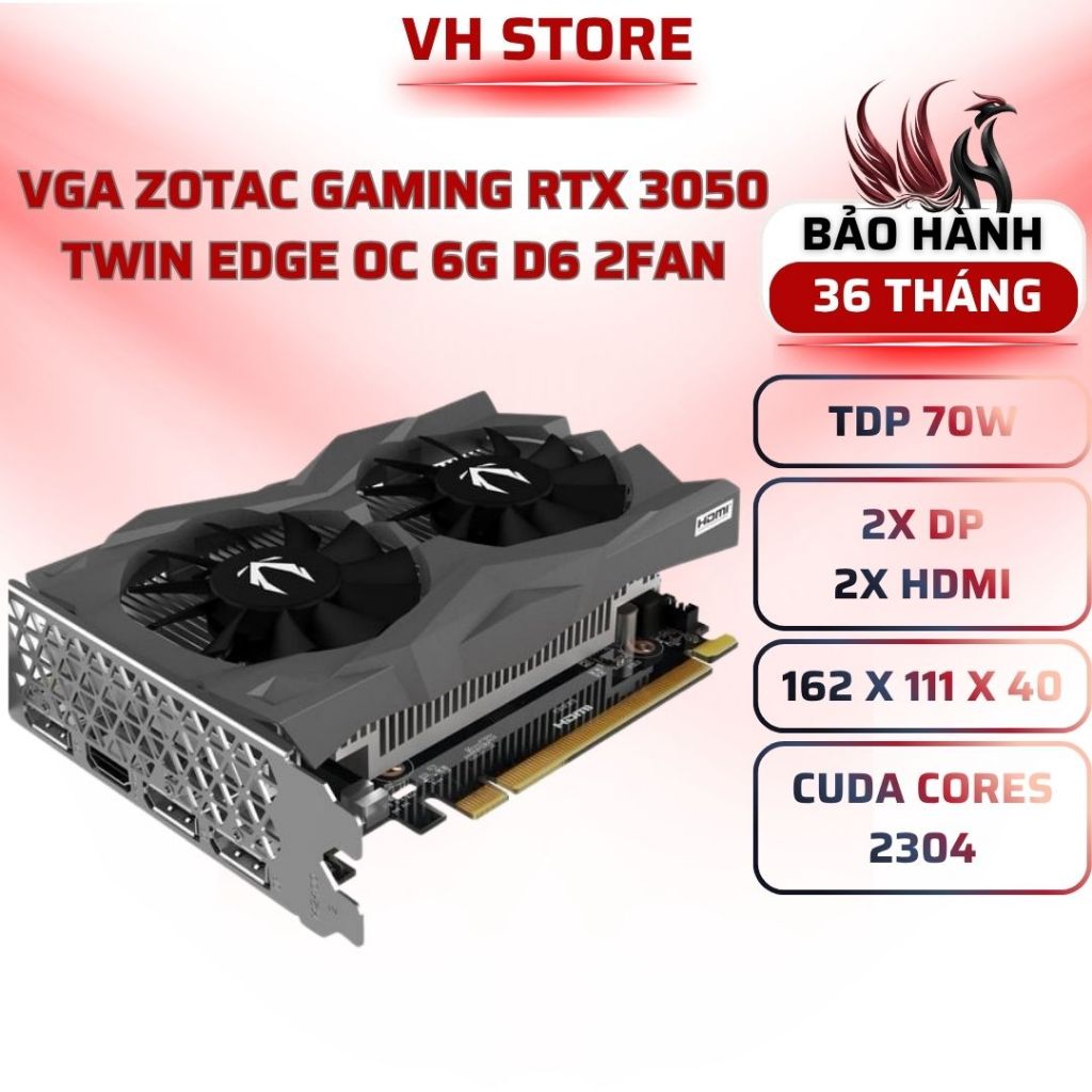 VGA ZOTAC GAMING RTX 3050 Twin Edge OC 6GB GDDR6 - BẢO HÀNH 36 THÁNG - VHSTORE