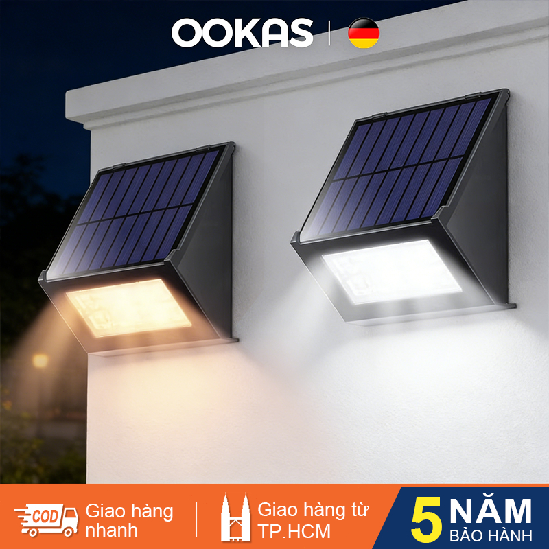OOKAS Đèn tường năng lượng mặt trời, hắt tường, đèn LED rửa tường, đèn trang trí,không cần khoan đục