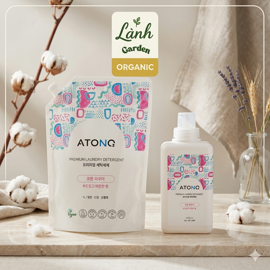 Nước Giặt Đậm Đặc Cho Bé Atono2 Hàn Quốc Hữu Cơ Kháng Khuẩn Tự Nhiên 1L (Dạng Chai / Túi)Nước Giặt Đ