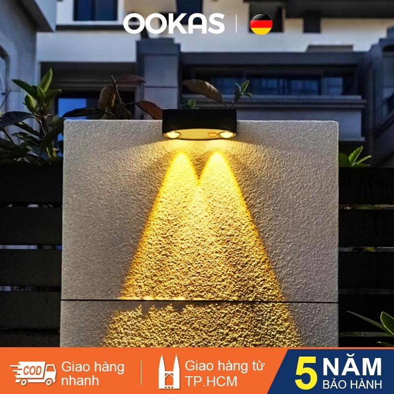 OOKAS Đèn năng lượng mặt trời LED Chống nước Cảm biến tự động trang trí sân vườn