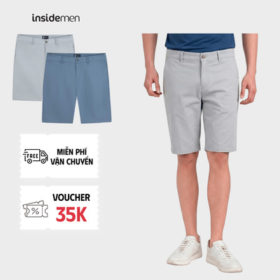 Quần Short Kaki Cạp Âu Nam Regular Fit Insidemen vải cotton khô thoáng, mát mẻ ISO501EDP01