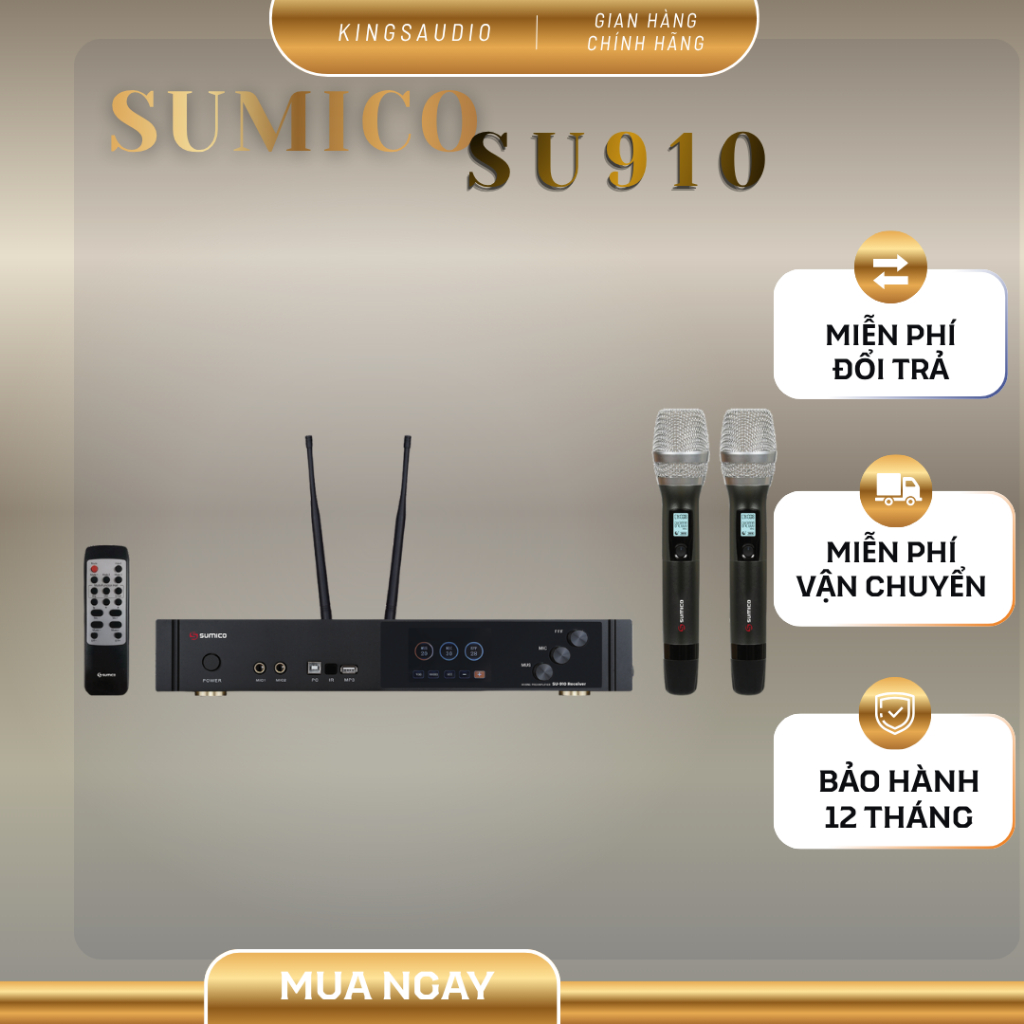 Mixer karaoke số Sumico SU910 Tích Hợp DAC & Cặp Micro Không Dây Cao Cấp - Mixer Karaoke Chuyên Nghi