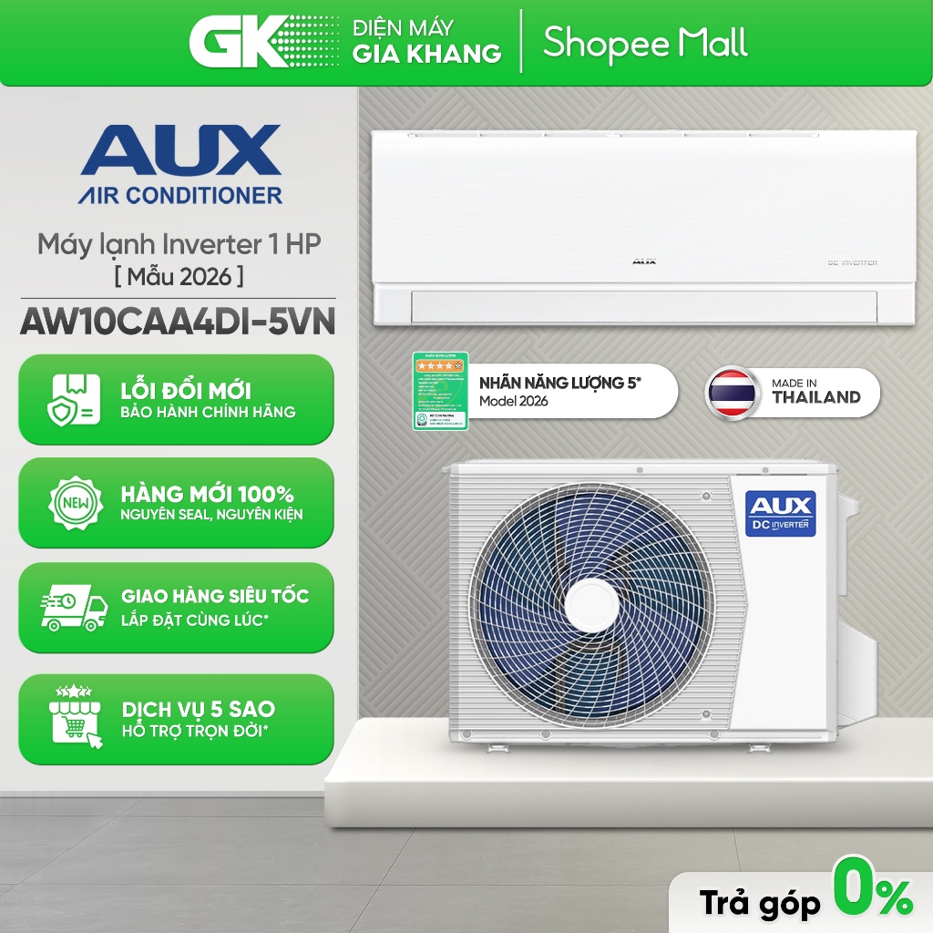 AW10CAA4DI-5VN - Máy Lạnh AUX Inverter 1 HP 1 Chiều AW10CAA4DI [Toàn Quốc]