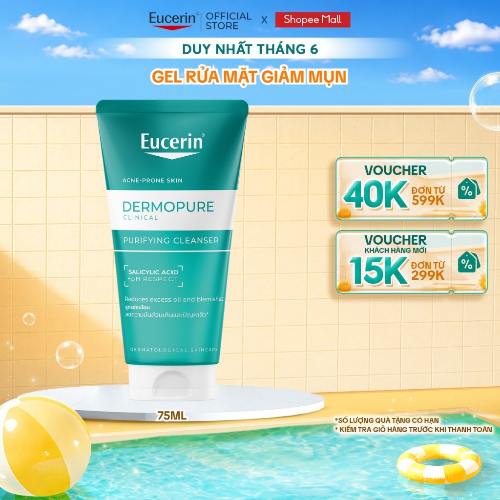 Gel rửa mặt Eucerin® DermoPure Clinical Purifying Cleanser 75ml