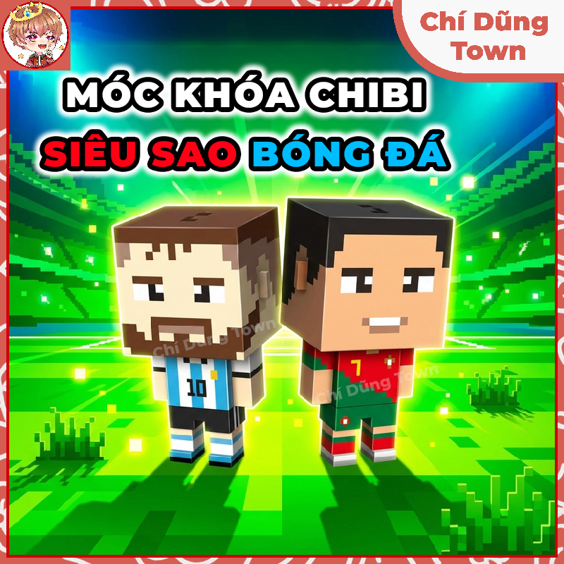Móc Khóa Cầu Thủ Bóng Đá Phát Sáng Đèn Pin Ronaldo, Messi, Son Có Nút Bật Tắt - Chí Dũng Town