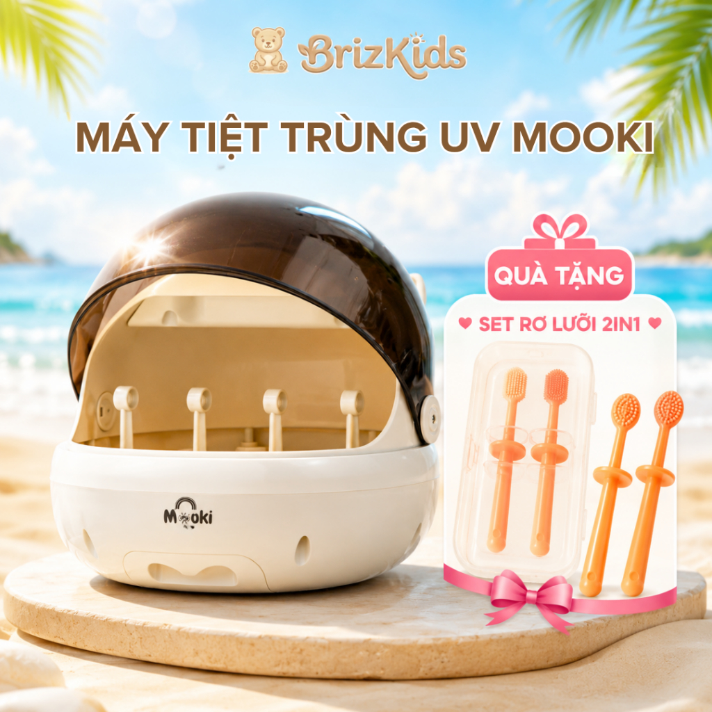 Máy Tiệt Trùng Bình Sữa Mooki BéBé, Máy Tiệt Trùng Sấy Khô Khử Khuẩn, Khoang Chứa 20L BH 24 Tháng MK004 - BrizKids