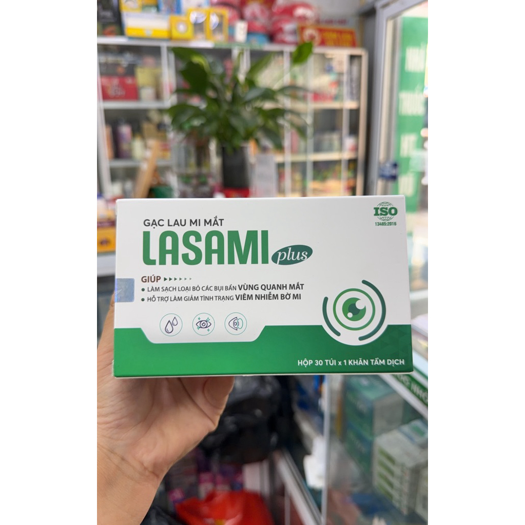 Miếng Gạc Lau Mi Mắt LASAMI PLUS Giúp Vệ Sinh Bờ Mi Làm Sạch và Loại Bỏ Bụi Bẩn Hộp 30 túi - Vũ Thơm