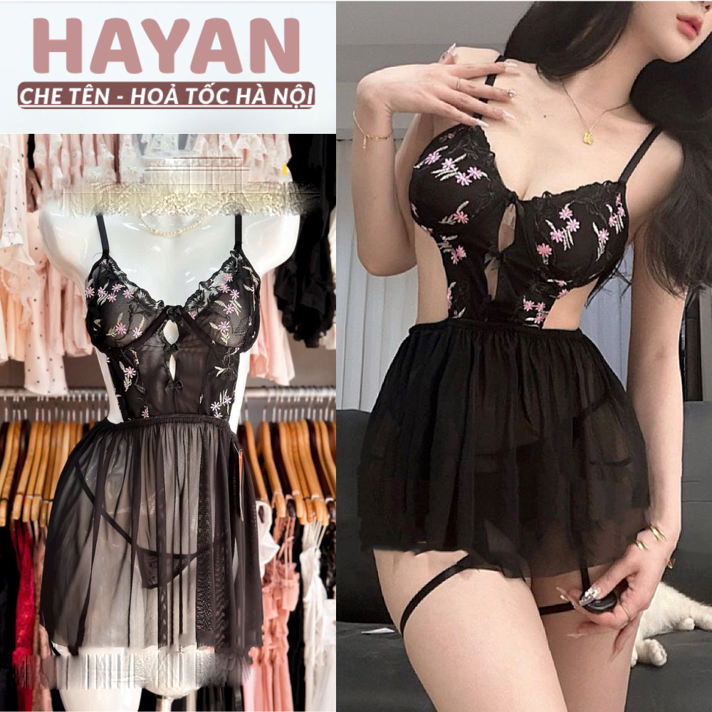 Váy ngủ 2s triết eo tôn dáng vải ren xuyên thấu  HT125