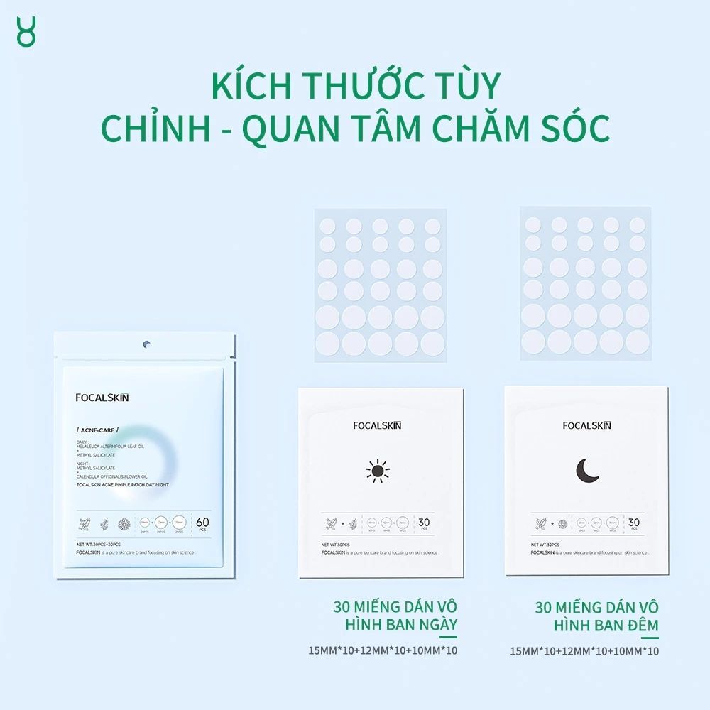 Ảnh 5 của Miếng dán mụn FOCALSKIN ACNE PIMPLE PATCH DAY NIGHT  bảo vệ da khỏi bụi bẩn, giảm sưng.