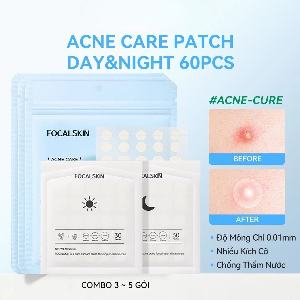 Ảnh 2 của Miếng dán mụn FOCALSKIN ACNE PIMPLE PATCH DAY NIGHT  bảo vệ da khỏi bụi bẩn, giảm sưng.