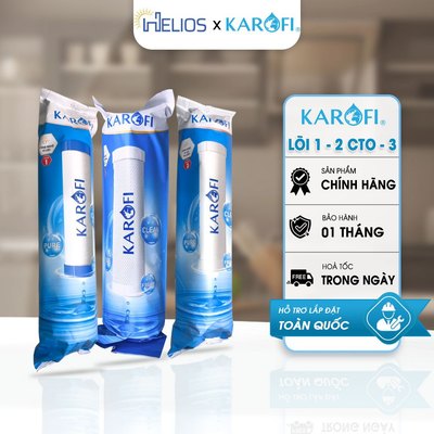 Bộ 3 Lõi Lọc Thô Karofi 123 Chính Hãng – Lõi Số 2 CTO GAC Than Lưới Dùng Cho O-P1310, S-S038,....